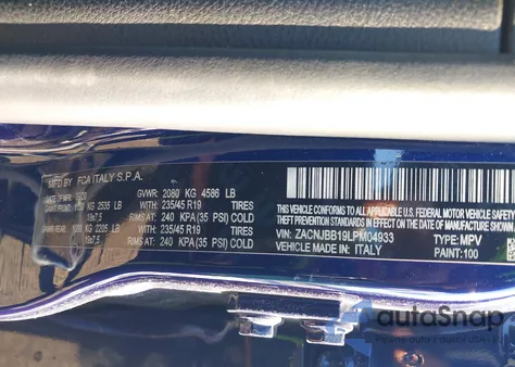 2020 Jeep Renegade High Altitude 4X4 из США, поврежденный, VIN ZACNJBB19LPM04933